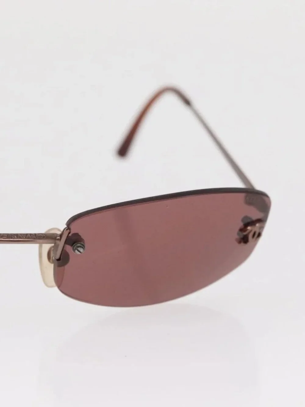 CHANEL Sunglasses Metal Brown 4002 CC Auth 155411A
